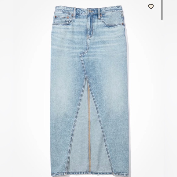 American Eagle Low Rise Denim Maxi Skirt Light Wash Y2K Slit AE Dreamy Drape | 0 - Picture 3 of 9